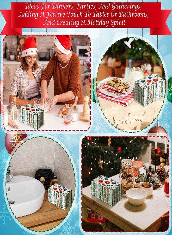 Jollidecor 170 Pcs Christmas Paper Napkins Disposable Guest Napkins 2 Ply Decorative Christmas Balls Holiday Xmas Dinner Hand Napkin for Party, Kitchen, Bathroom, Holiday Xmas Table Decoration - Image 5